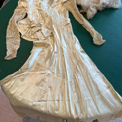 Vintage satin & lace wedding dress