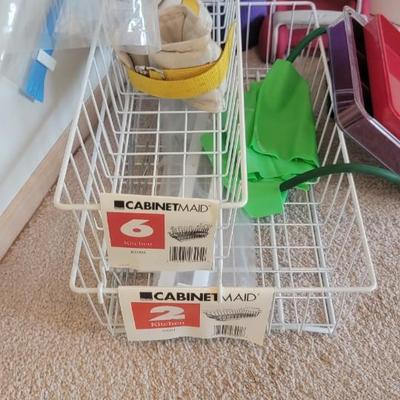 Weights, yoga mat, storage