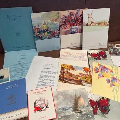 Vintage Cunard Cruise menus, program & travel indo