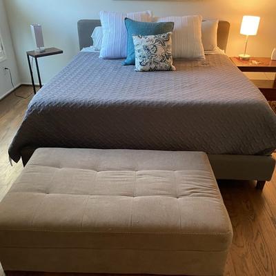 Modern Upholstered Gray King Size Bed Set