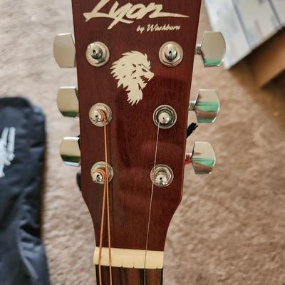 George Washburn Lyon Acoustic Guitar with Case & Stand