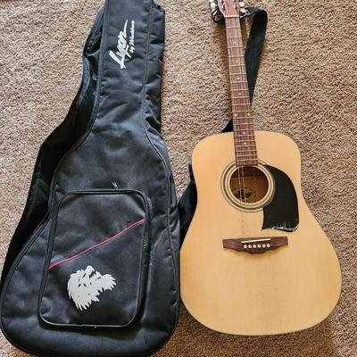 George Washburn Lyon Acoustic Guitar with Case & Stand