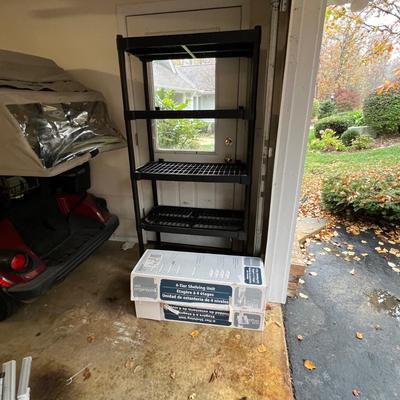 Two Sets of 4-Tier Shelving Units and Garage Shelf (G-RG)