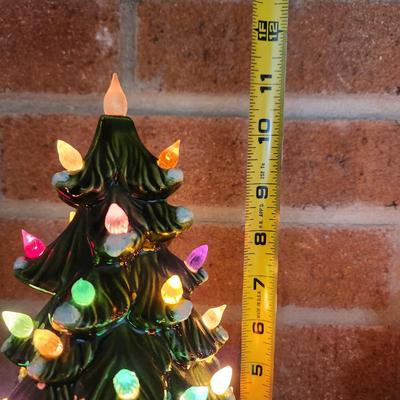 Pair of Vintage Ceramic Christmas Trees 11" tall