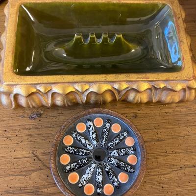 Vintage decor - Elgin clock. Ashtray, music box