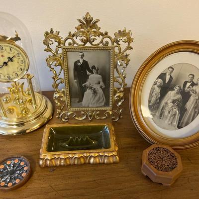 Vintage decor - Elgin clock. Ashtray, music box