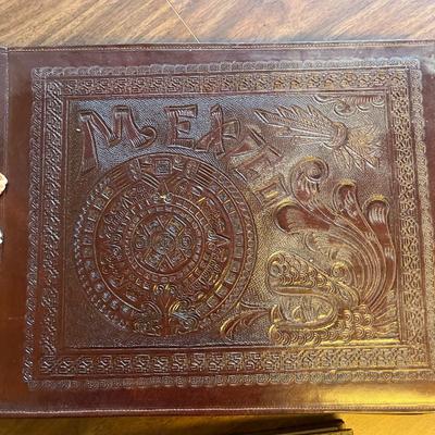 Leather tooled Mexico scrapbook & Wartburg College 1930 yearbook