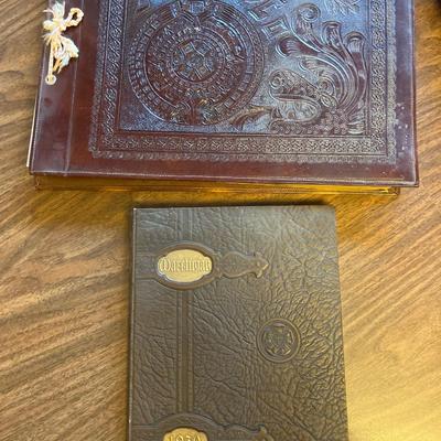 Leather tooled Mexico scrapbook & Wartburg College 1930 yearbook