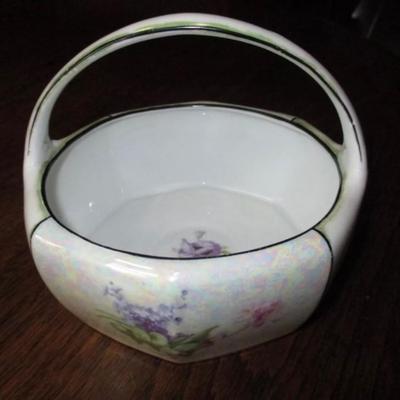 Antique RS Germany lusterware & porcelain basket