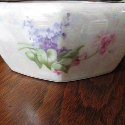 Antique RS Germany lusterware & porcelain basket