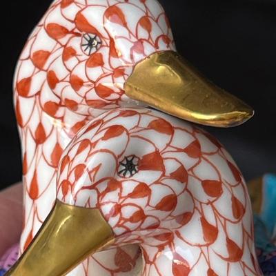 Lot 115 Herend Pottery Duck Fishnet figure
