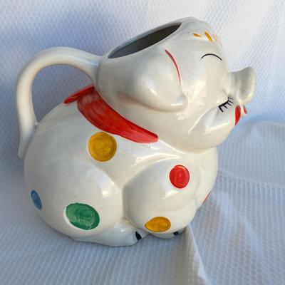 Lot 128 American Bisque Polka Dot Pig pitcher