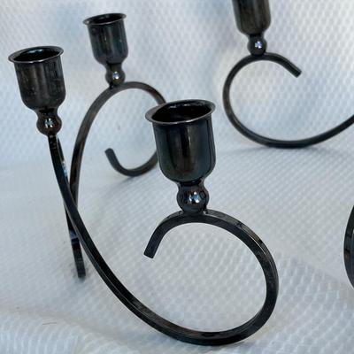 Lot 137 MCM signed Silver Plated Candles