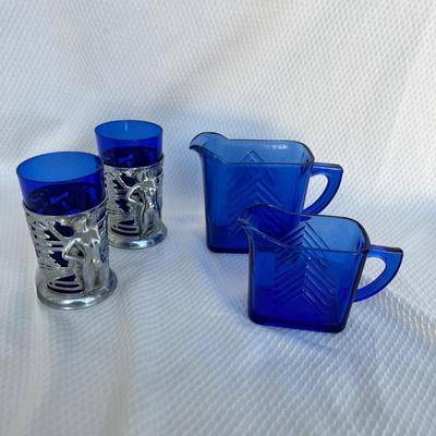 Lot 158 Cobalt glass lot