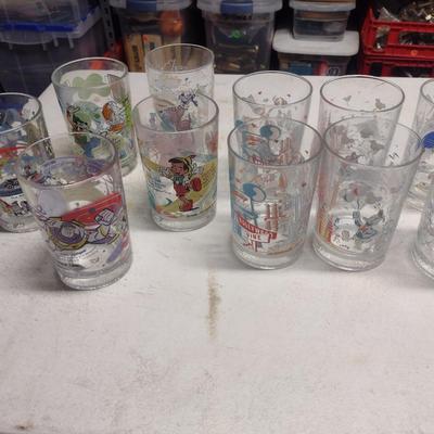 Vintage Disney Drinking Glasses- 11 Pcs.- Assorted Characters