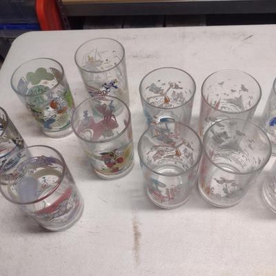 Vintage Disney Drinking Glasses- 11 Pcs.- Assorted Characters