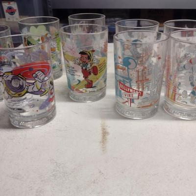 Vintage Disney Drinking Glasses- 11 Pcs.- Assorted Characters