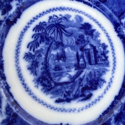 Lot 175 Flow Blue Oriental Pattern