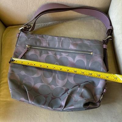 COACH Signature Purple Violet Canvas Hobo Style Shoulder Bag