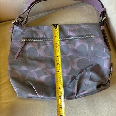 COACH Signature Purple Violet Canvas Hobo Style Shoulder Bag