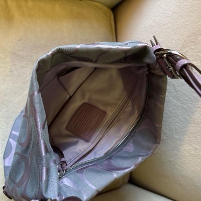 COACH Signature Purple Violet Canvas Hobo Style Shoulder Bag