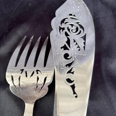 Lot 216 English Silver & Elk horn serving pieces