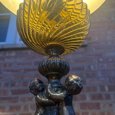 Vintage Hollywood Regency Style Smoked Glass Table Lamps, Set of 2