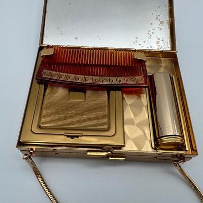 Vintage Gold Tone Purse Compact - Cosmetics Purse & Cigarette Case