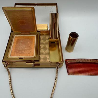 Vintage Gold Tone Purse Compact - Cosmetics Purse & Cigarette Case