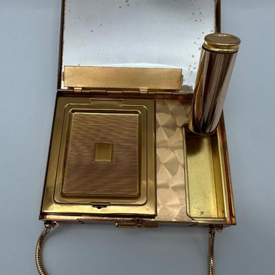 Vintage Gold Tone Purse Compact - Cosmetics Purse & Cigarette Case