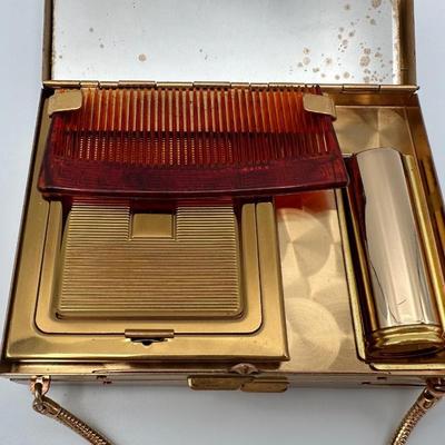 Vintage Gold Tone Purse Compact - Cosmetics Purse & Cigarette Case