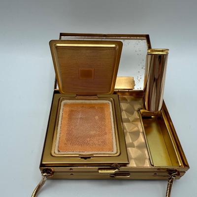Vintage Gold Tone Purse Compact - Cosmetics Purse & Cigarette Case