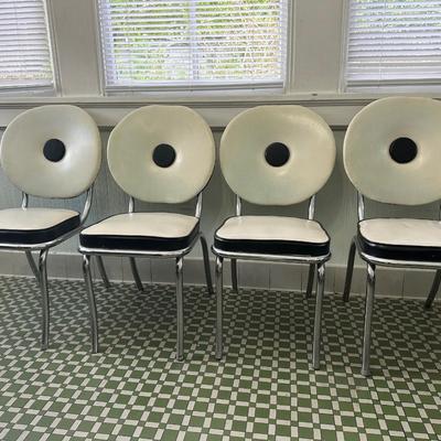 1950s Chrome Table with Leaf and Chairs