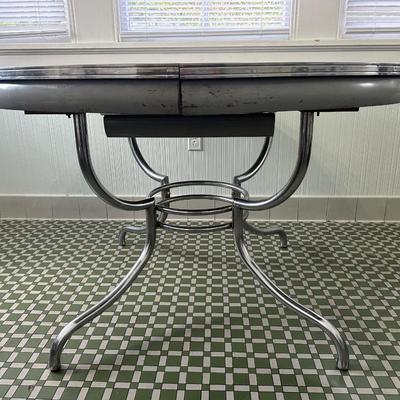 1950s Chrome Table with Leaf and Chairs