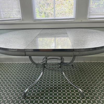 1950s Chrome Table with Leaf and Chairs
