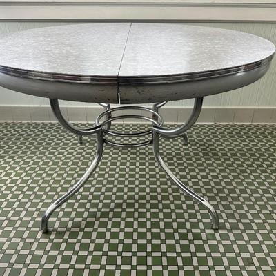 1950s Chrome Table with Leaf and Chairs