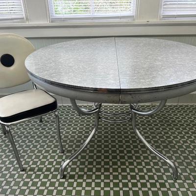 1950s Chrome Table with Leaf and Chairs