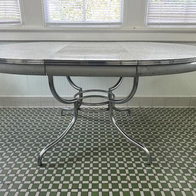 1950s Chrome Table with Leaf and Chairs