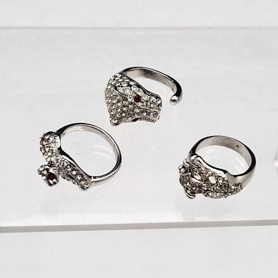 Three Different Cougar Crystal Fashion Rings