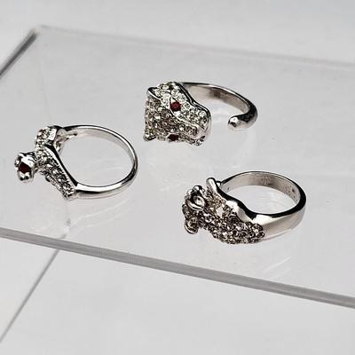 Three Different Cougar Crystal Fashion Rings