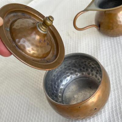 Lot 255 Antique Copper Creamer & Sugar