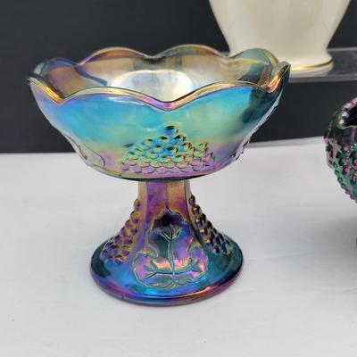 Fenton Carnival Glass & Pfaltzgraff Vase