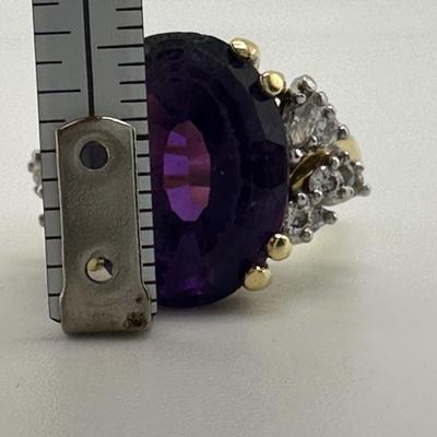 18k Gold Amethyst and Diamond Ring