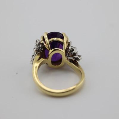 18k Gold Amethyst and Diamond Ring