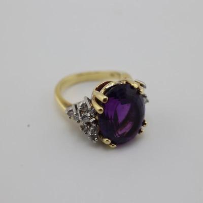 18k Gold Amethyst and Diamond Ring