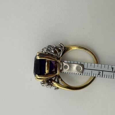 18k Gold Amethyst and Diamond Ring