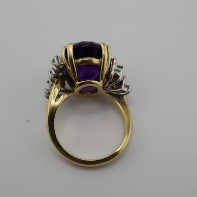 18k Gold Amethyst and Diamond Ring