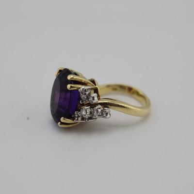 18k Gold Amethyst and Diamond Ring