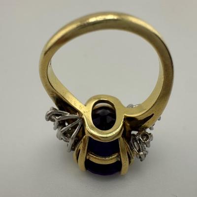 18k Gold Amethyst and Diamond Ring