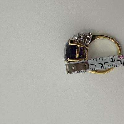 18k Gold Amethyst and Diamond Ring